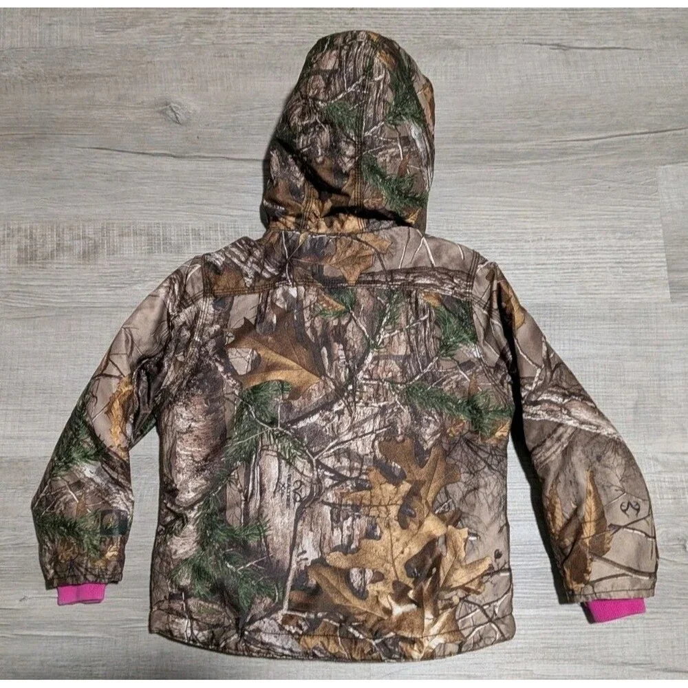 Carhartt Girls XXS 4-5 Realtree Xtra Camo Pink Quilt Lined Hooded Jacket Coat